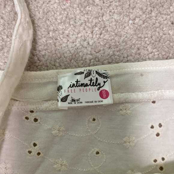 Free People Intimately Cream Colored Slip Mini Dress with Eyelets Corset Style - Picture 3 of 6